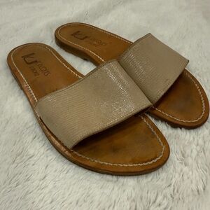 K. Jacques St. Tropez Anacapri Leather Slide Sandals Tan/Beige Size 39 (7.5-8)